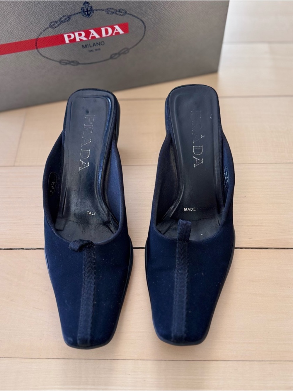 Prada Black Slip-On Kitten Heel Mules - Picture 3 of 5